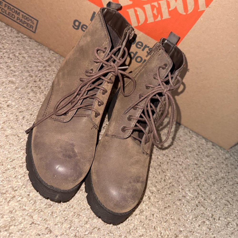 Soda Brown suede  Lace-Up Ankle Boots